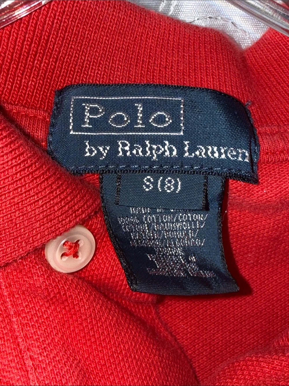 Ralph Lauren Red Polo with Navy Pony Logo Youth Size Small 🔥 G2
